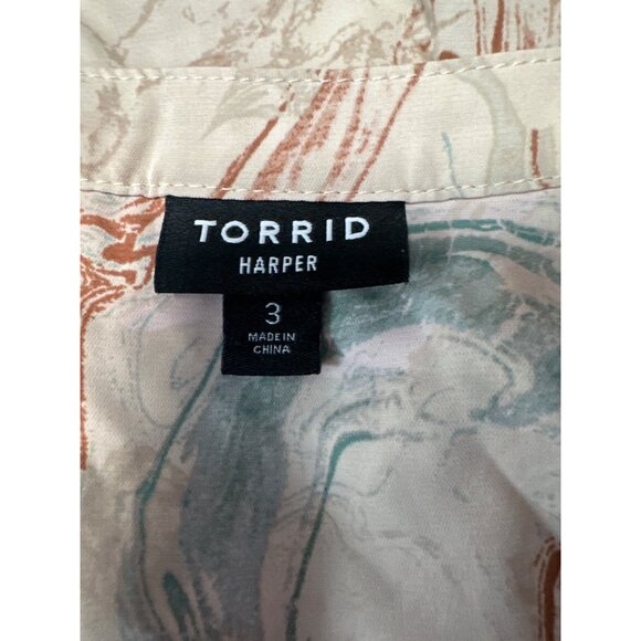 Torrid Womens Harper Marbled Print 3/4 Sleeve Lightweight Blouse Size 3X - Picture 5 of 8